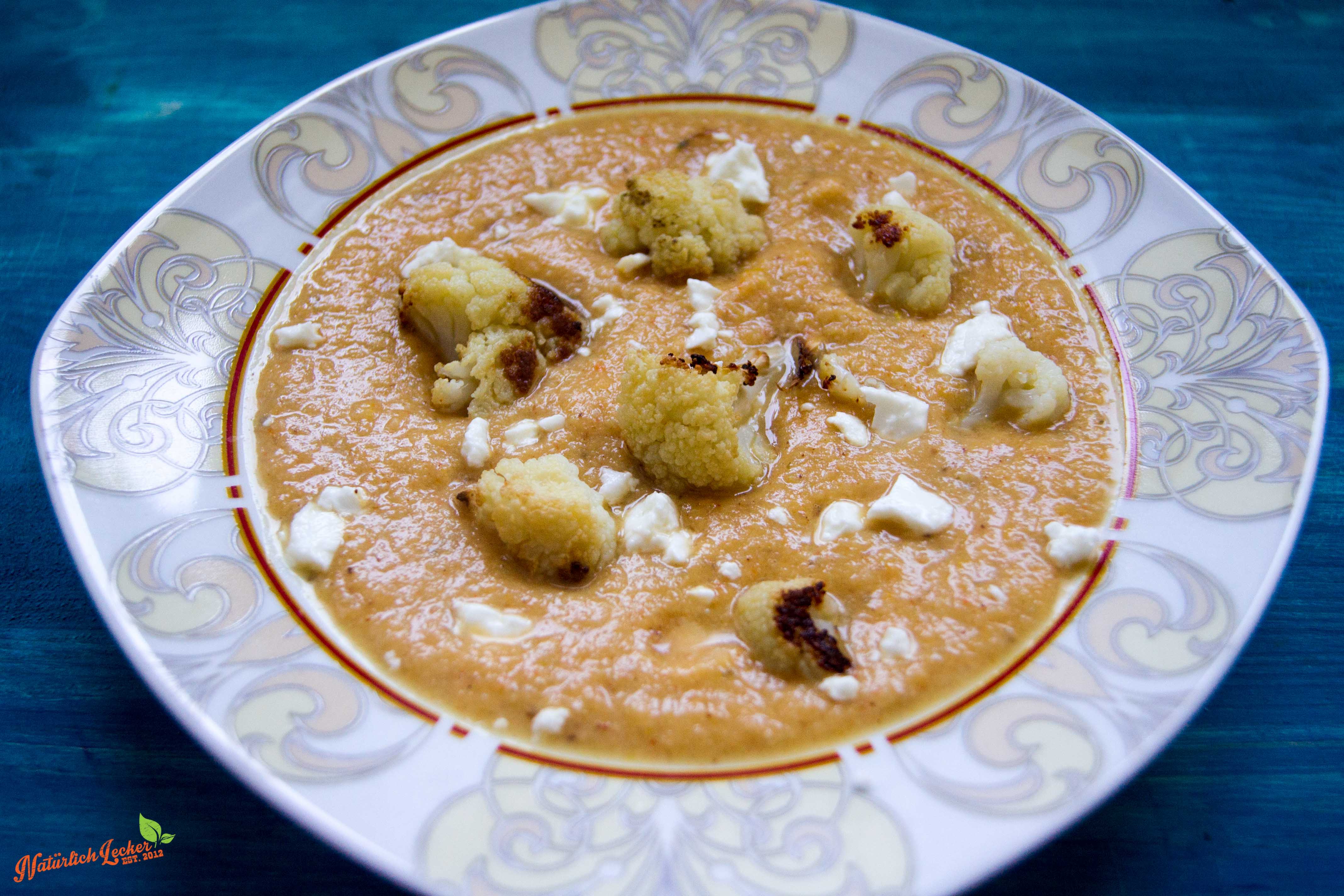 geröstete Blumenkohl Paprika Suppe - Natürlich Lecker