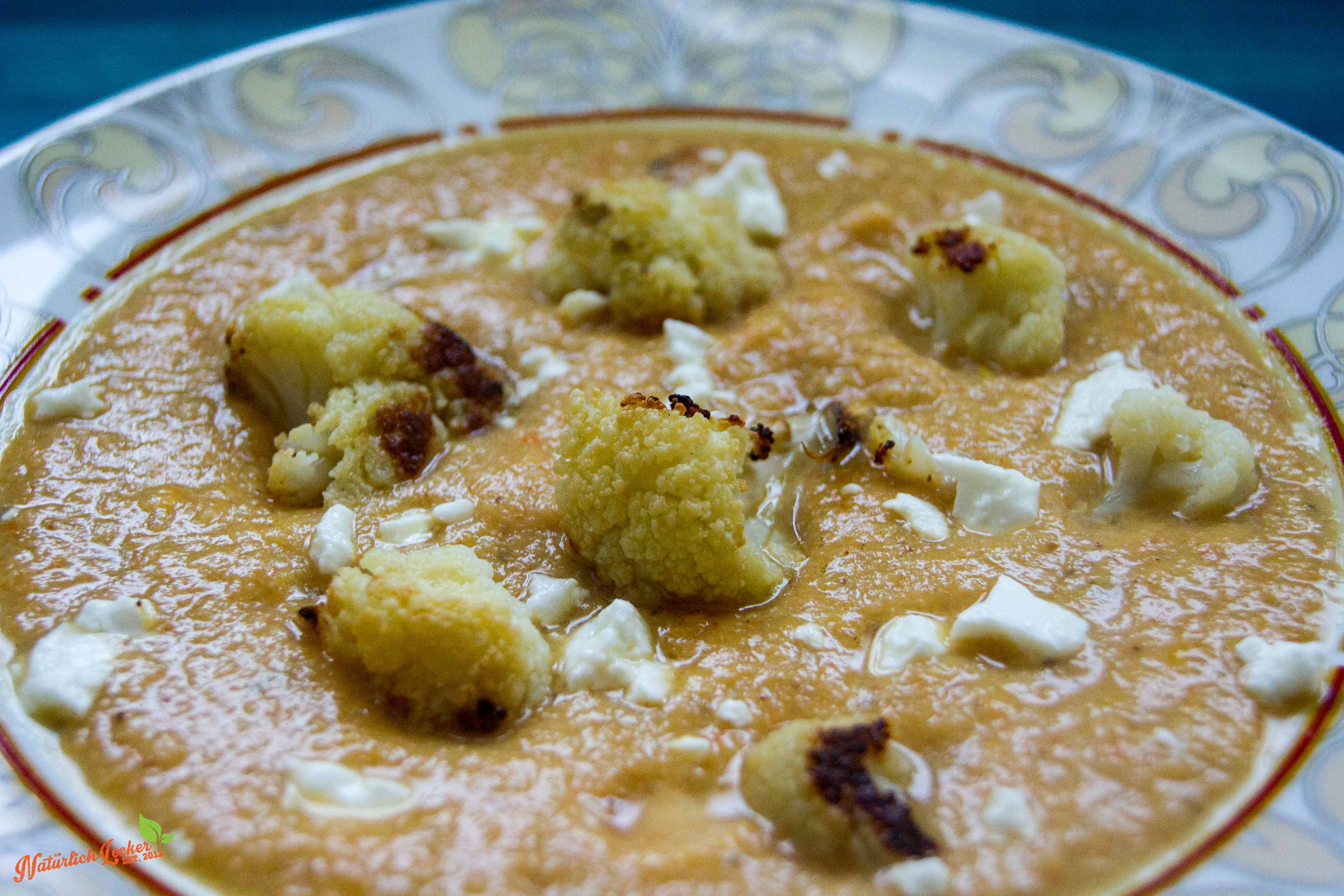 geröstete Blumenkohl Paprika Suppe - Natürlich Lecker